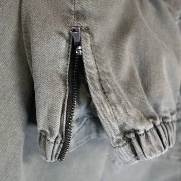 Paige Mayslie Jogger Utility Stretch Ankle Zip Hem Womens 24 Army Green Olive - Picture 3 of 11